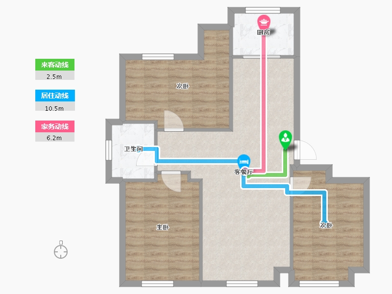 天津-天津市-富兴御园建面96m²-76.30-户型库-动静线