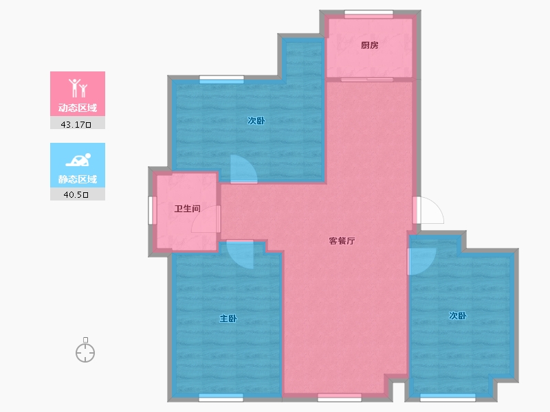 天津-天津市-富兴御园建面96m²-76.30-户型库-动静分区