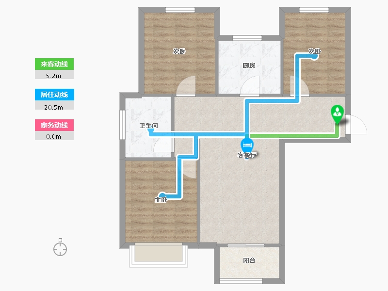 天津-天津市-和骏新家园22号楼,23号楼建面101m²-80.80-户型库-动静线