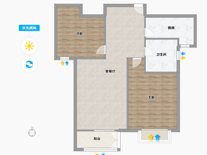 天津-天津市-和骏新家园建面102m²-81.60-户型库-采光通风