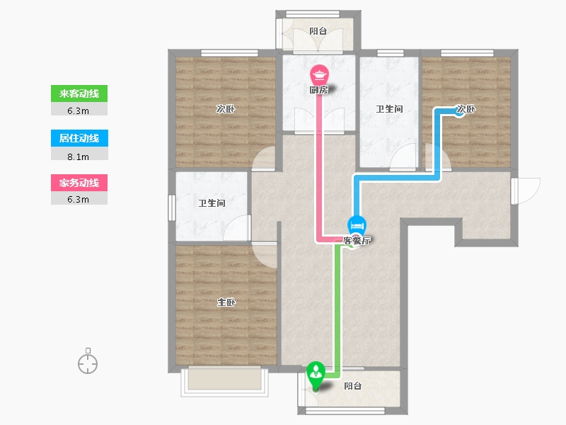 天津-天津市-和骏新家园建面107m²-111.20-户型库-动静线