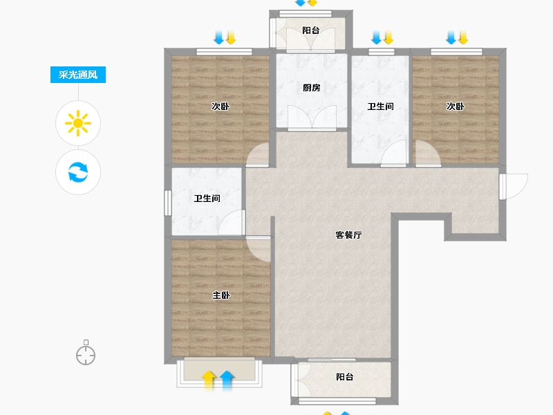 天津-天津市-和骏新家园建面107m²-111.20-户型库-采光通风