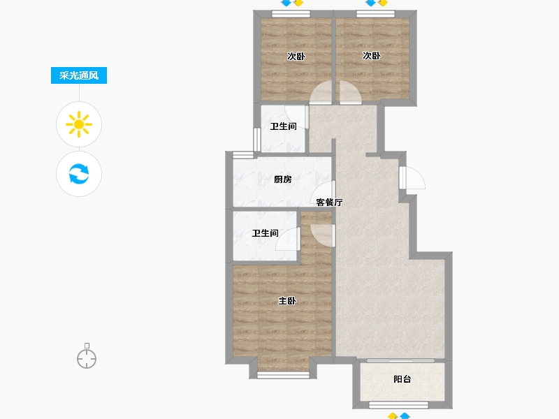 天津-天津市-路劲隽悦府32号楼,33号楼建面95m²-68.28-户型库-采光通风