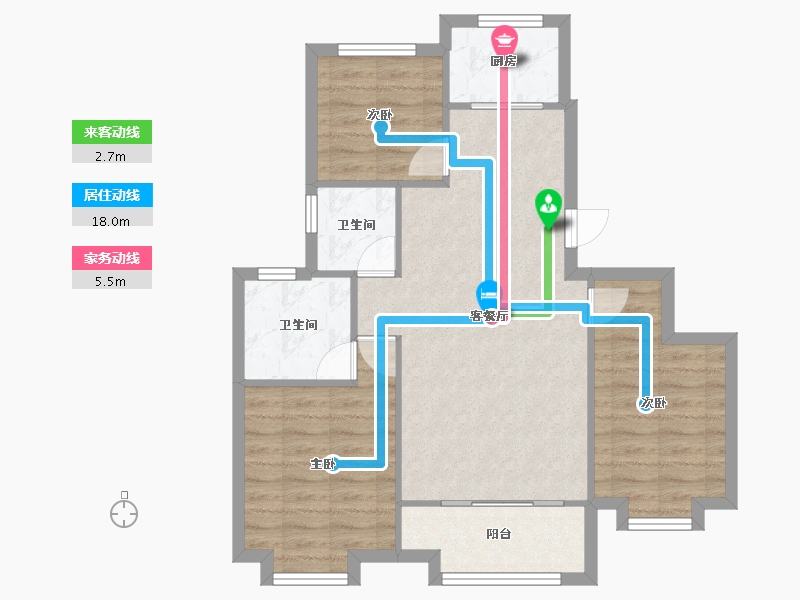 天津-天津市-奥克斯泉上文华8号楼,9号楼,11号楼,12号楼建面130m²-76.57-户型库-动静线