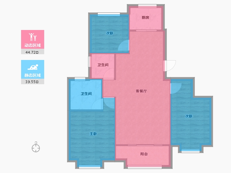 天津-天津市-奥克斯泉上文华8号楼,9号楼,11号楼,12号楼建面130m²-76.57-户型库-动静分区