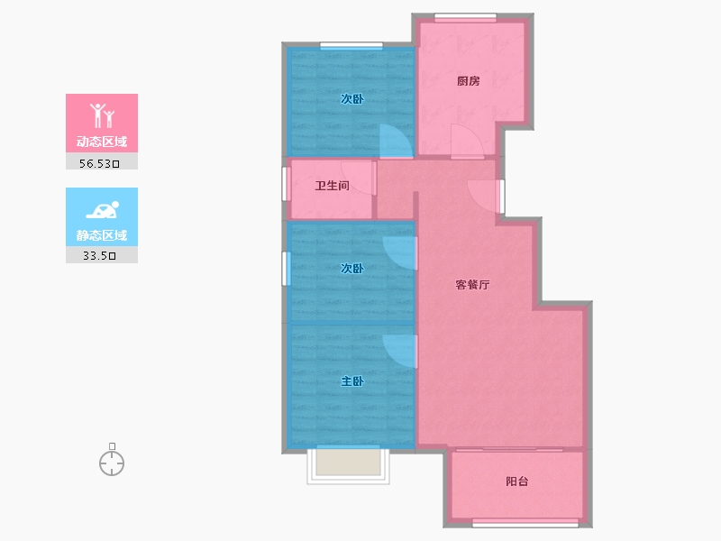 天津-天津市-翡翠半岛皓园5号楼,皓园6号楼,建面103m²-82.40-户型库-动静分区