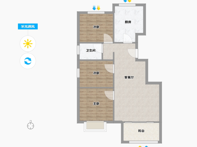 天津-天津市-翡翠半岛皓园5号楼,皓园6号楼,建面103m²-82.40-户型库-采光通风