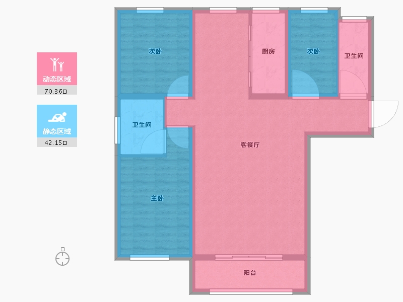 天津-天津市-翡翠半岛皓园1号楼,皓园2号楼,皓园3号楼,皓园4号楼建面127m²-101.60-户型库-动静分区