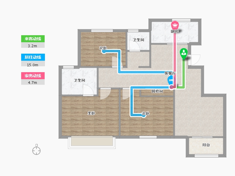 天津-天津市-翡翠半岛皓园6号楼,建面125m²-100.00-户型库-动静线