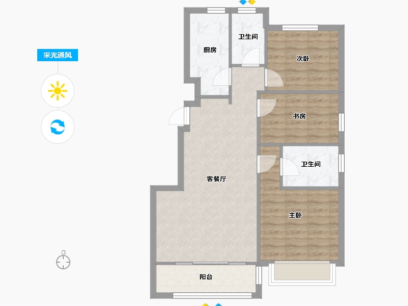 天津-天津市-新华联悦澜湾悦府嘉苑1号楼,悦府嘉苑3号楼,悦府嘉苑14号楼建面103m²-75.63-户型库-采光通风