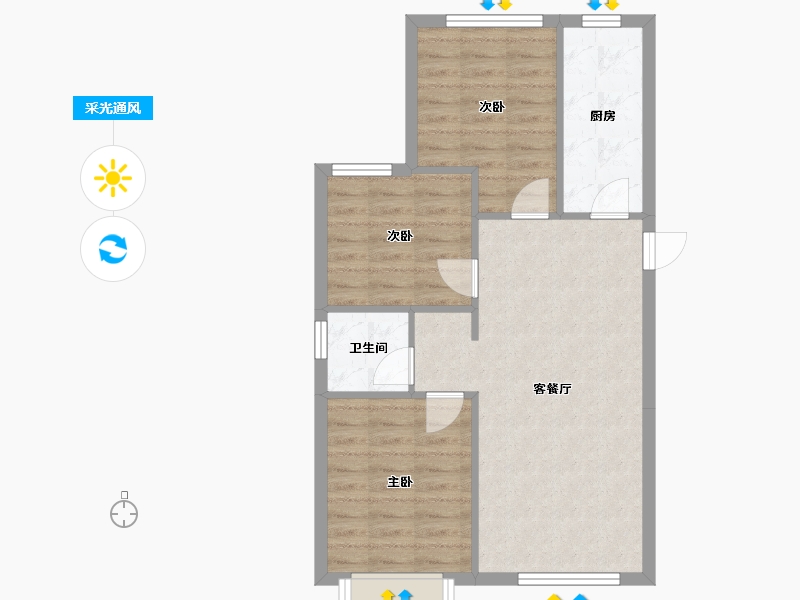 天津-天津市-首创新北京半岛禧瑞春晓27号楼,禧瑞春晓29号楼,禧瑞春晓30号楼,禧瑞春晓31号楼建-66.71-户型库-采光通风