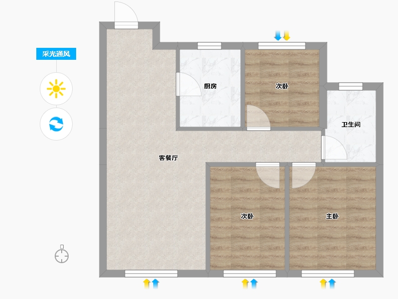 天津-天津市-首创新北京半岛禧瑞春晓27号楼建面96m²-62.25-户型库-采光通风