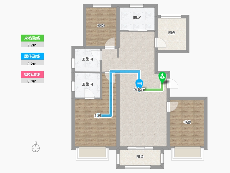 天津-天津市-首创新北京半岛禧悦里26号楼,建面125m²-90.20-户型库-动静线