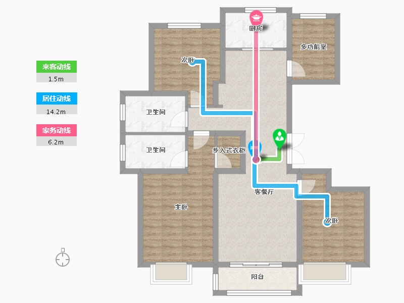 天津-天津市-龙湖春江郦城16号楼,龙湖春江郦城32号楼建面147m²-102.04-户型库-动静线