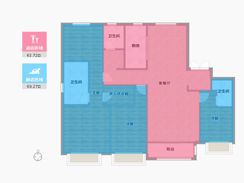 天津-天津市-龙湖春江郦城9号楼,龙湖春江郦城31号楼建面164m²-121.90-户型库-动静分区