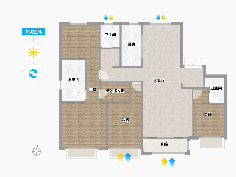 天津-天津市-龙湖春江郦城9号楼,龙湖春江郦城31号楼建面164m²-121.90-户型库-采光通风