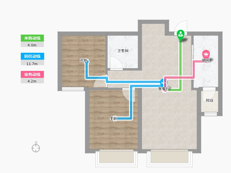 天津-天津市-龙湖春江郦城17号楼,建面85m²-56.62-户型库-动静线