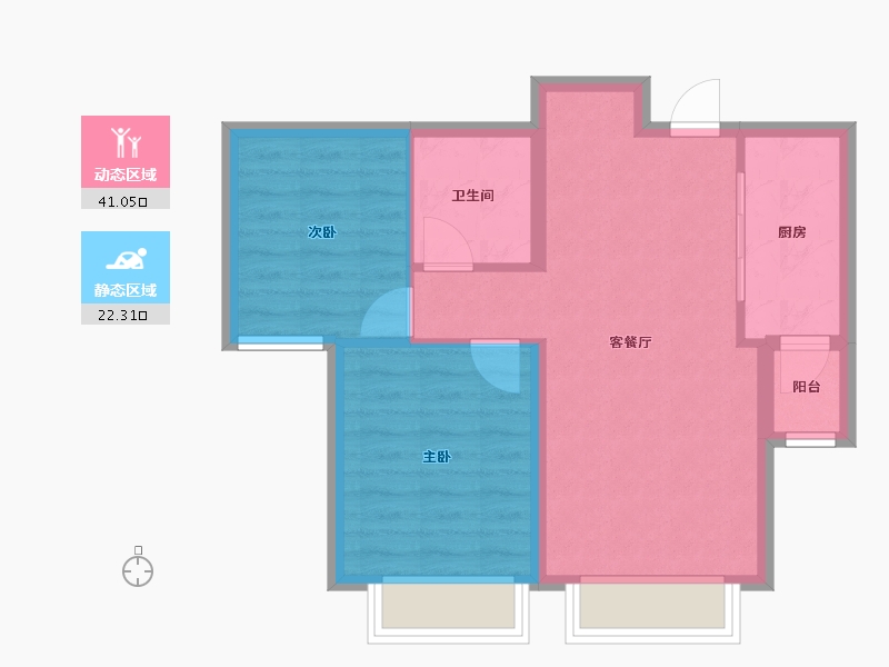 天津-天津市-龙湖春江郦城17号楼,建面85m²-56.62-户型库-动静分区