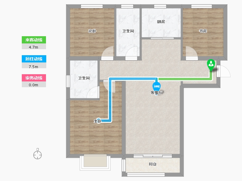 天津-天津市-龙湖春江郦城12号楼,建面115m²-81.43-户型库-动静线