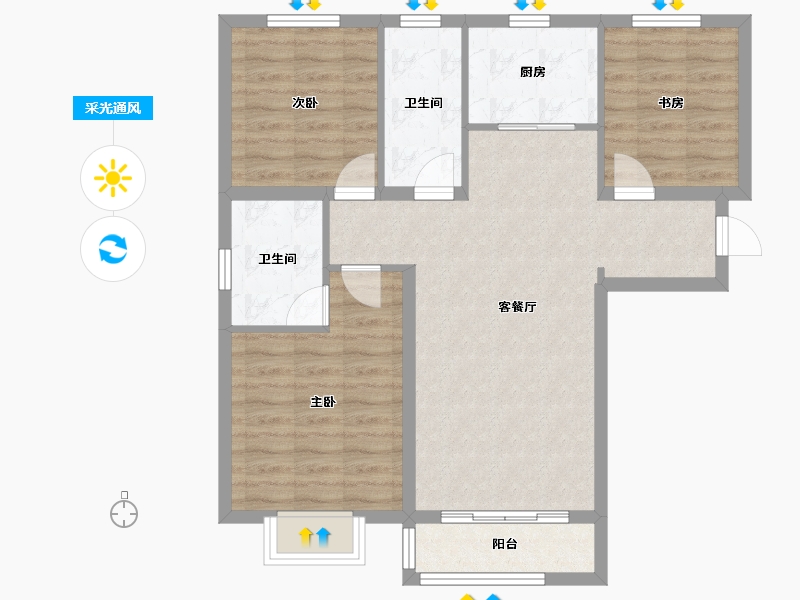 天津-天津市-龙湖春江郦城12号楼,建面115m²-81.43-户型库-采光通风