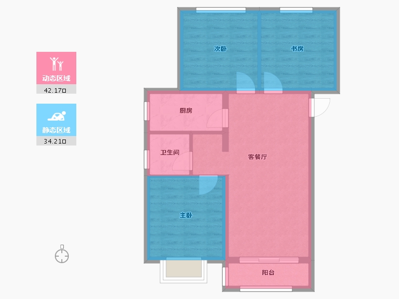 天津-天津市-龙湖春江郦城17号楼建面100m²-68.44-户型库-动静分区