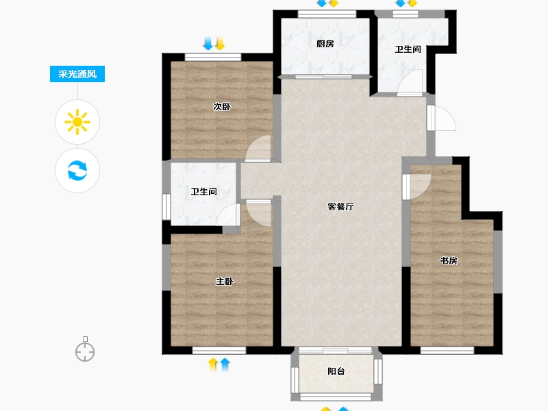 天津-天津市-北新玉龙湾,8号楼,建面117m²-85.43-户型库-采光通风