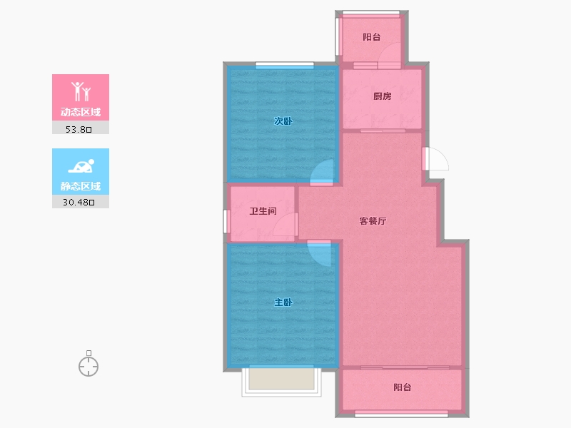 天津-天津市-御河雍阳公馆天汐园2号楼,天汐园3号楼,天汐园5号楼,天汐园7号楼,天汐园10号楼-75.77-户型库-动静分区