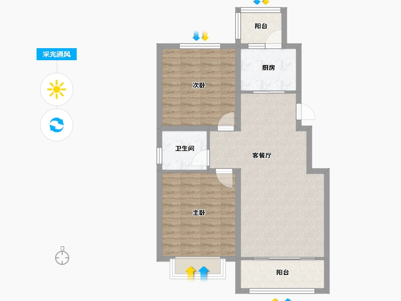 天津-天津市-御河雍阳公馆天汐园2号楼,天汐园3号楼,天汐园5号楼,天汐园7号楼,天汐园10号楼-75.77-户型库-采光通风