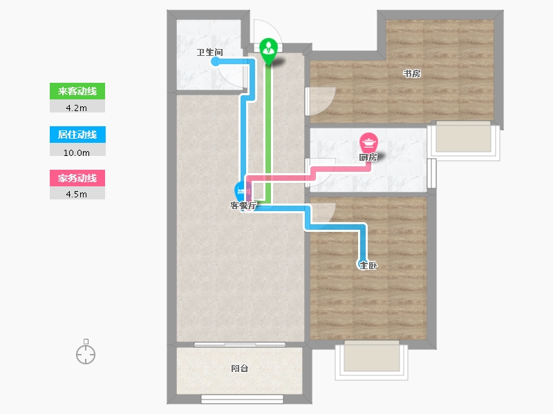 天津-天津市-碧桂园云河上院云溪苑5号楼,云溪苑13号楼,15号楼建面88m²-64.25-户型库-动静线