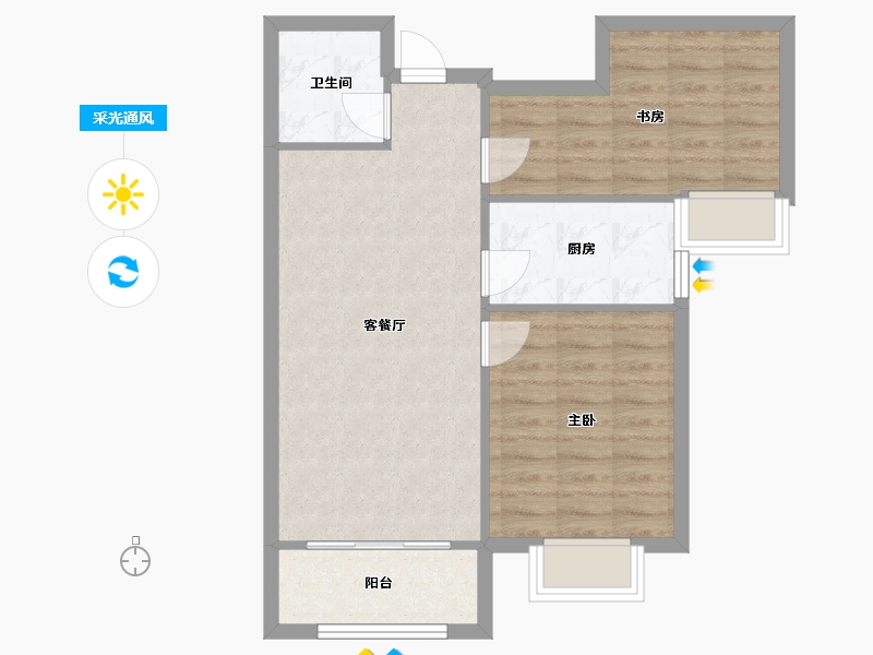 天津-天津市-碧桂园云河上院云溪苑5号楼,云溪苑13号楼,15号楼建面88m²-64.25-户型库-采光通风