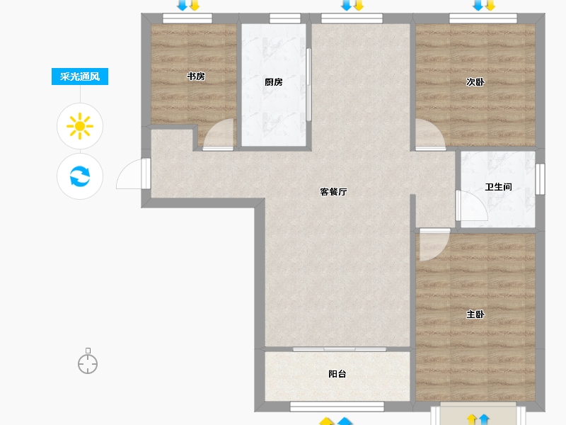 天津-天津市-碧桂园云河上院云溪苑5号楼,云溪苑13号楼,15号楼建面109m²-78.19-户型库-采光通风