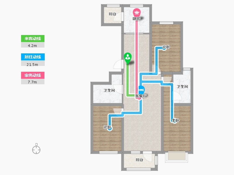 天津-天津市-京津雄苑金润家园3号楼,金润家园5号楼建面125m²-100.01-户型库-动静线