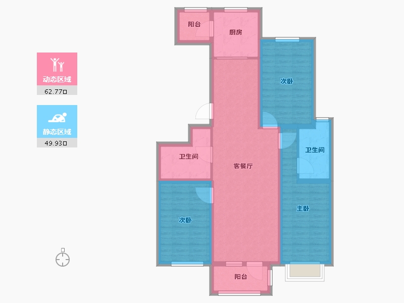 天津-天津市-京津雄苑金润家园3号楼,金润家园5号楼建面125m²-100.01-户型库-动静分区