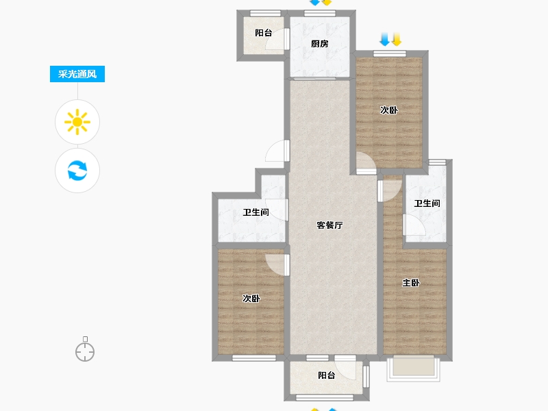 天津-天津市-京津雄苑金润家园3号楼,金润家园5号楼建面125m²-100.01-户型库-采光通风