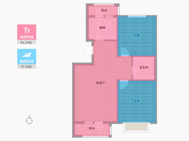 天津-天津市-京津雄苑金润家园3号楼,金润家园5号楼建面87m²-69.60-户型库-动静分区