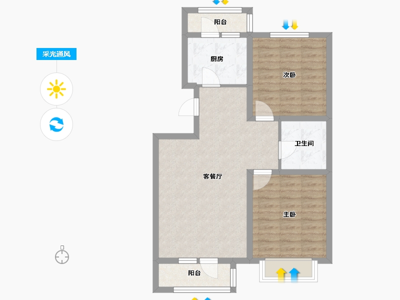 天津-天津市-京津雄苑金润家园3号楼,金润家园5号楼建面87m²-69.60-户型库-采光通风