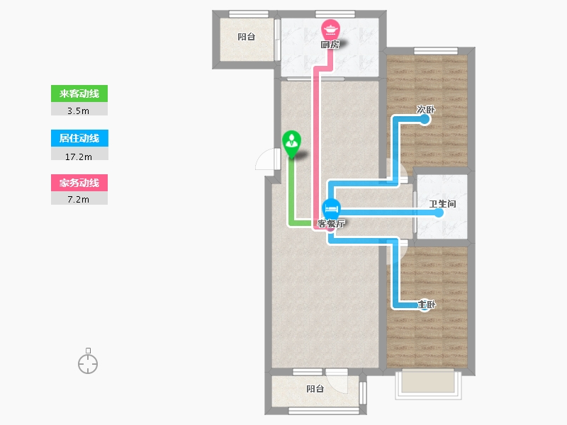 天津-天津市-京津雄苑洋房标准层29B户型建面102m²-81.60-户型库-动静线