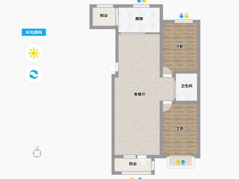 天津-天津市-京津雄苑洋房标准层29B户型建面102m²-81.60-户型库-采光通风