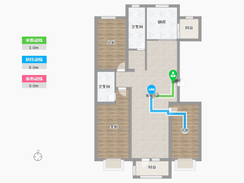 天津-天津市-京津雄苑金润家园7号楼,建面131m²-104.80-户型库-动静线