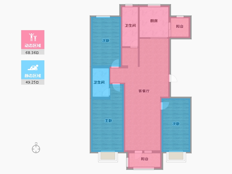 天津-天津市-京津雄苑金润家园7号楼,建面131m²-104.80-户型库-动静分区