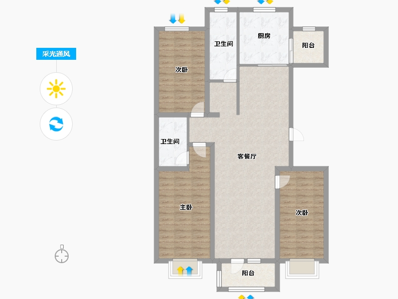 天津-天津市-京津雄苑金润家园7号楼,建面131m²-104.80-户型库-采光通风