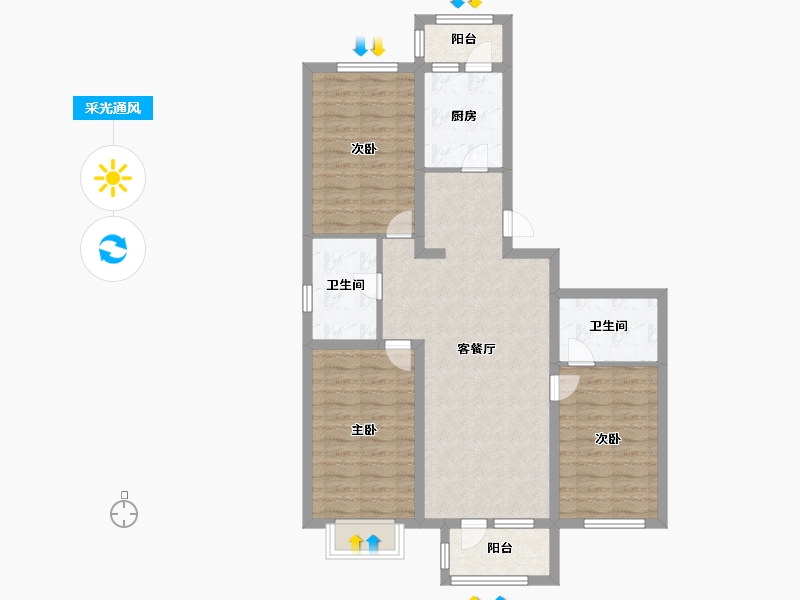 天津-天津市-京津雄苑洋房标准层29A户型建面112m²-89.60-户型库-采光通风