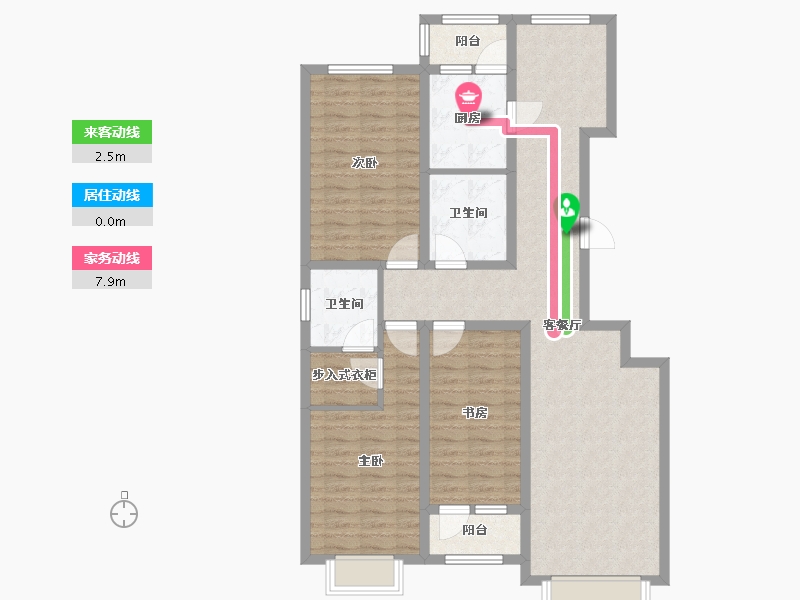 天津-天津市-京津雄苑建面134m²-107.20-户型库-动静线