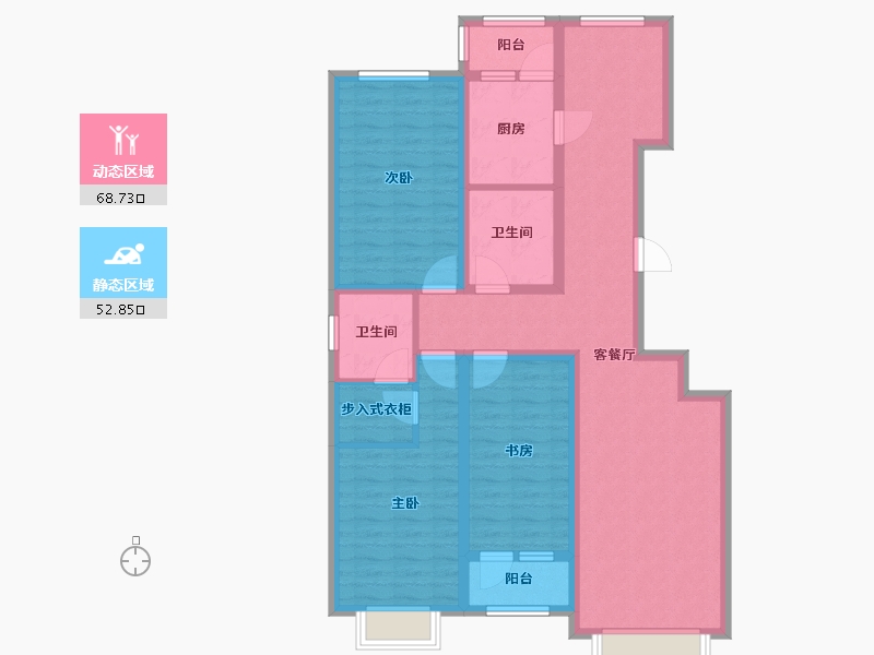 天津-天津市-京津雄苑建面134m²-107.20-户型库-动静分区