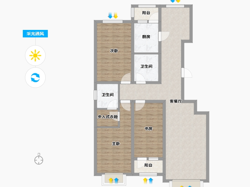 天津-天津市-京津雄苑建面134m²-107.20-户型库-采光通风