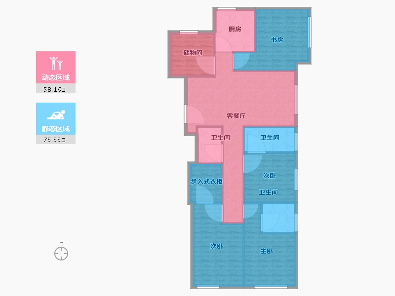 天津-天津市-花样年家天下花乡家园15号楼,花乡家园1号楼,花乡家园68号楼建面153m²-122.40-户型库-动静分区