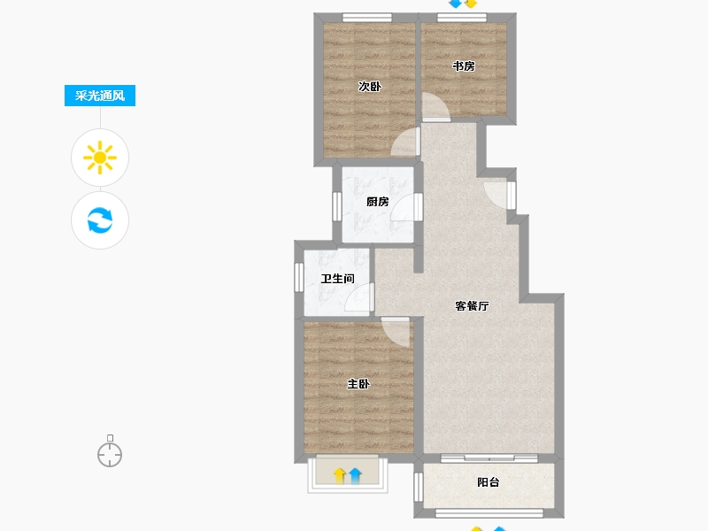 天津-天津市-京能雍清丽苑一期雍清丽苑一期26号楼建面98m²-68.80-户型库-采光通风