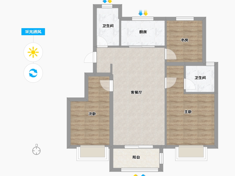 天津-天津市-新城湖畔风华湖畔风华4号楼,湖畔风华5号楼,湖畔风华11号楼,湖畔风华12号楼,湖-76.99-户型库-采光通风