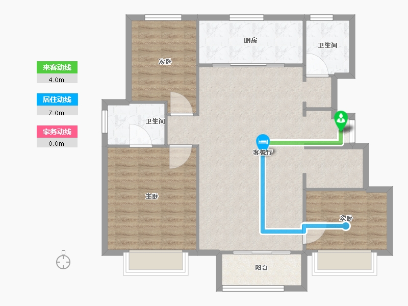 天津-天津市-运河嘉境18号楼建面125m²-100.00-户型库-动静线