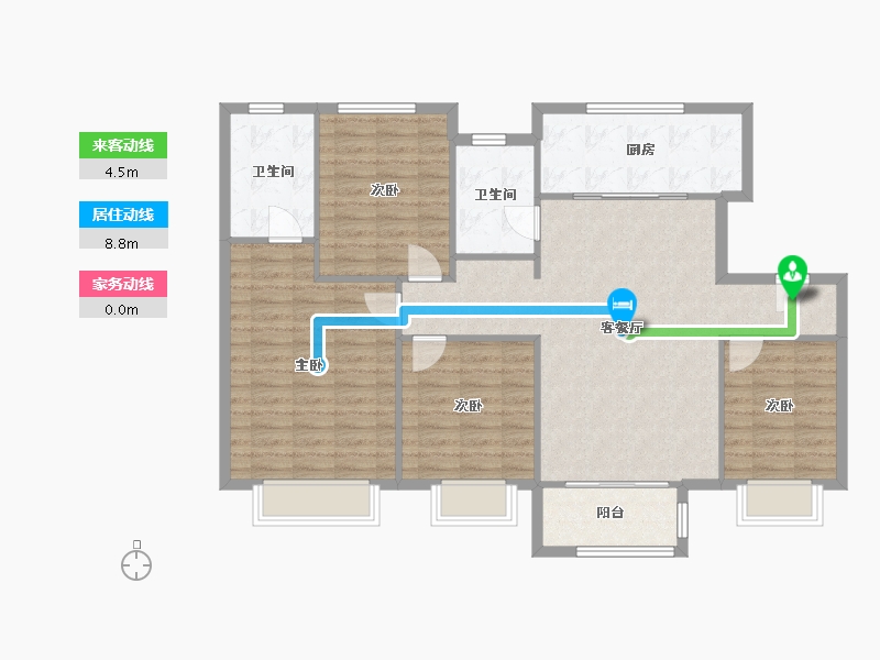 天津-天津市-碧桂园云湖27号楼,建面138m²-110.39-户型库-动静线